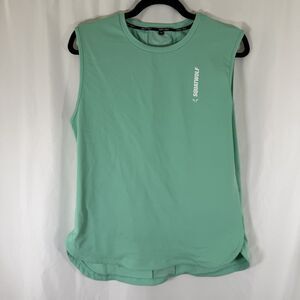 Squat Wolf Tank Top Women's Medium Teal Breathable Crew Neck Stretch Nylon